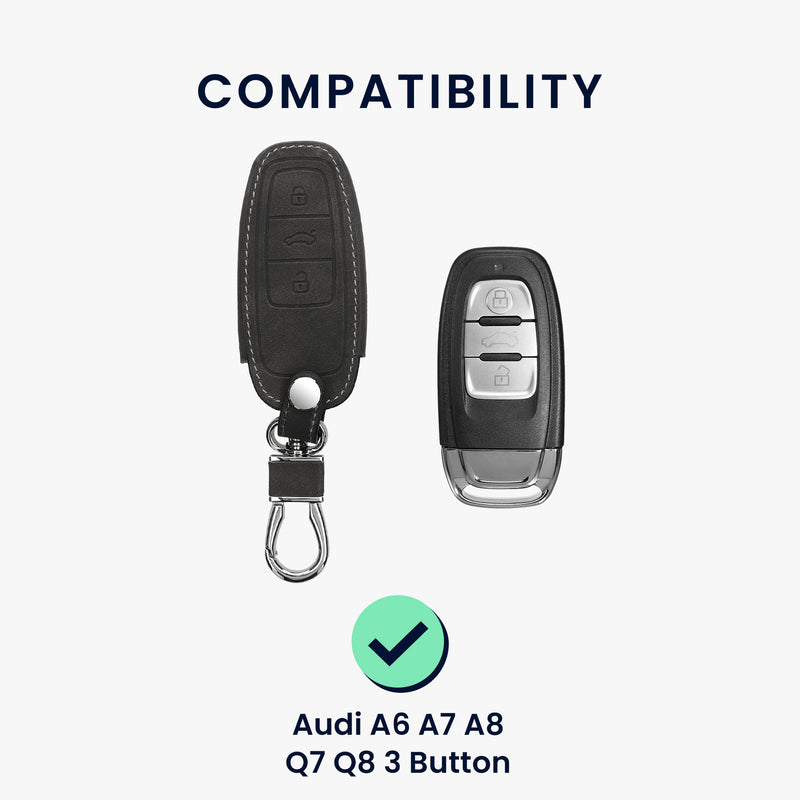kwmobile Autoschlüssel Hülle kompatibel mit Audi A6 A7 A8 Q7 Q8 3-Tasten Autoschlüssel Keyless Kunstleder Schutzhülle Schlüsselhülle Cover