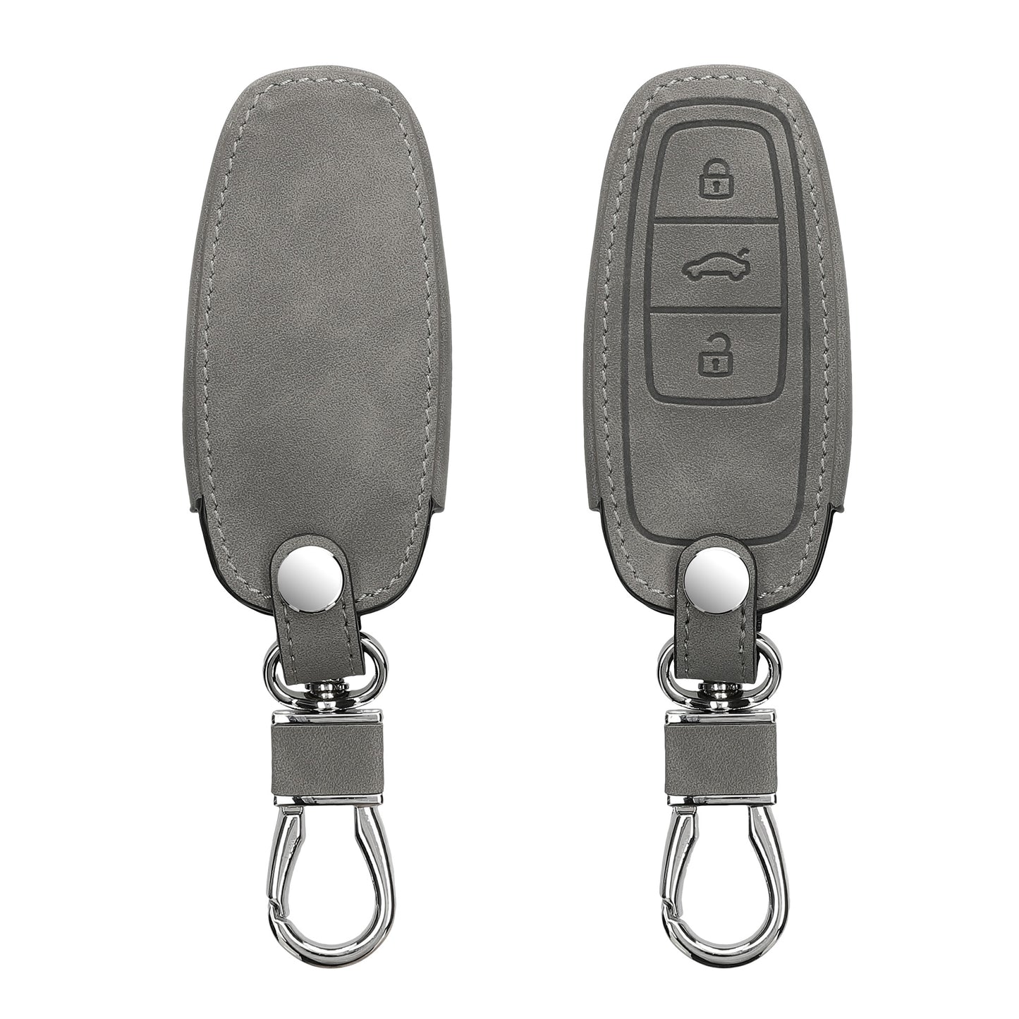 kwmobile Autoschlüssel Hülle kompatibel mit Audi A6 A7 A8 Q7 Q8 3-Tasten Autoschlüssel Keyless - Nubuklederoptik - Kunstleder Schutzhülle Schlüsselhülle Cover - Grau Grau  