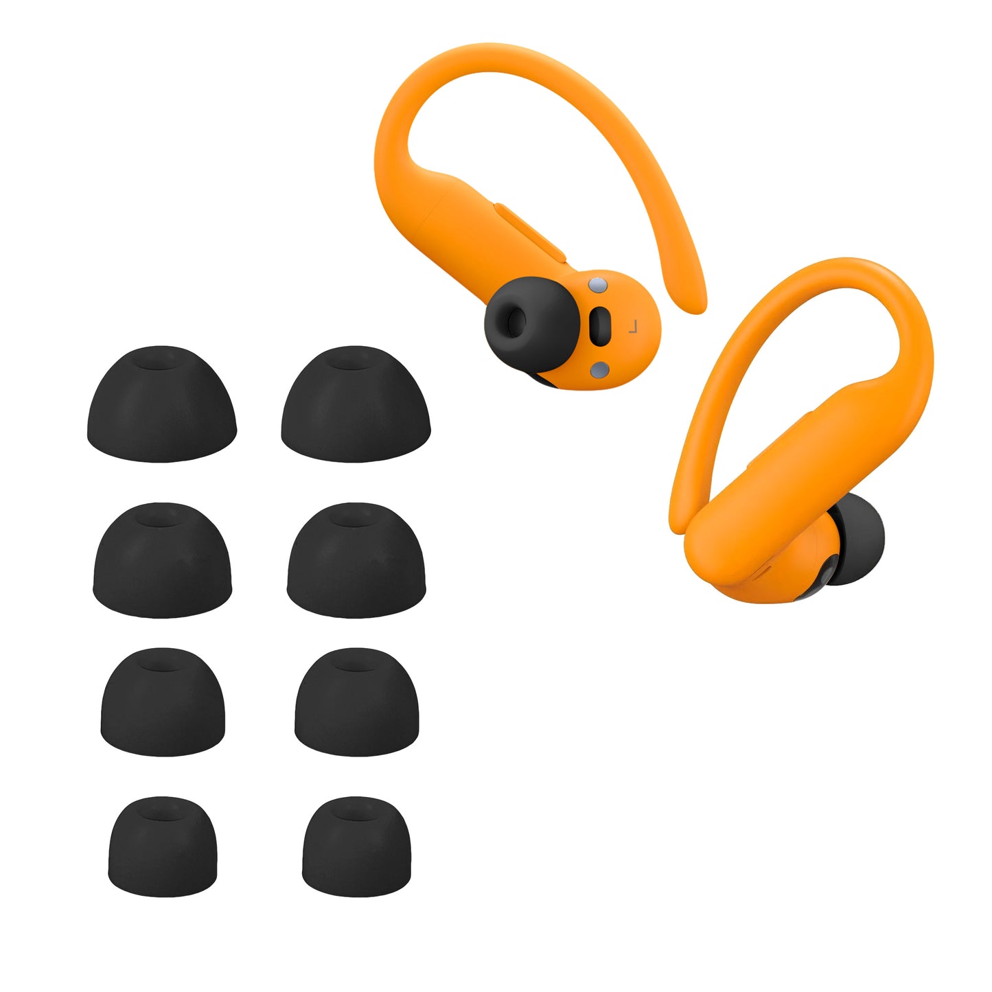 kwmobile 8x Ersatzpolster kompatibel mit Beats Powerbeats Pro 2 - 4 Größen - Silikon Ersatz Ohrstöpsel In-Ear Kopfhörer - Polster Schwarz  