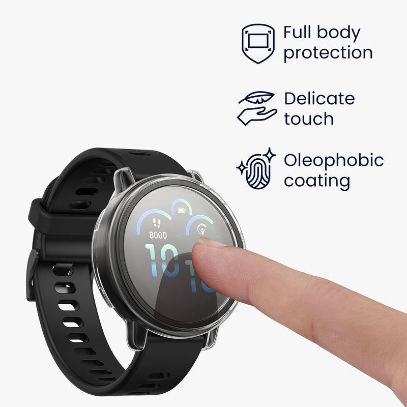 kwmobile Glas Hülle für Garmin vivoactive 6 (42mm) / Active 6 Schutzhülle - Fullbody Fitnesstracker Case Set