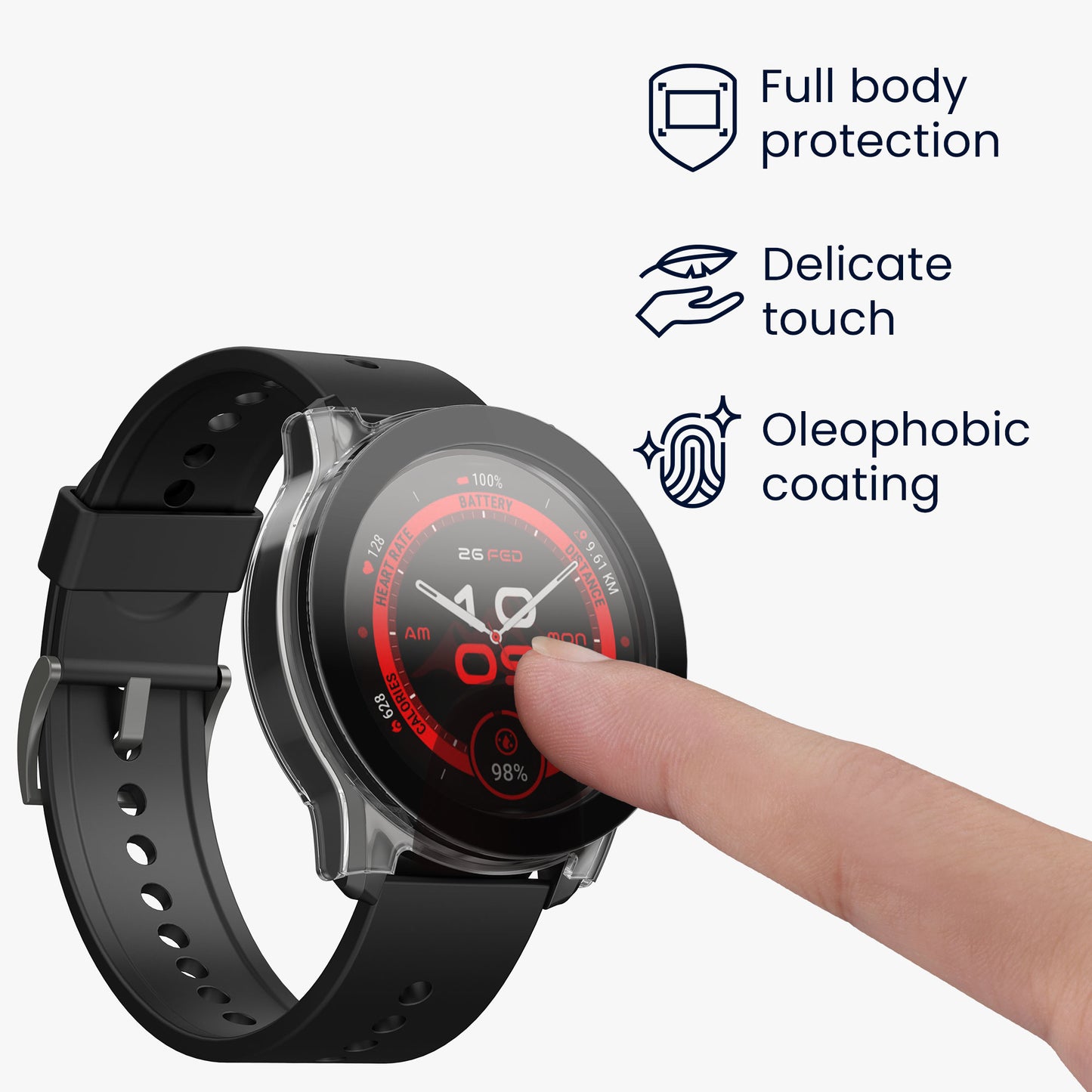 kwmobile Glas Hülle für Ticwatch Pro 5 Enduro Schutzhülle Fullbody Fitnesstracker Case Set