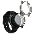 kwmobile 2x Schutzhülle kompatibel mit Garmin vivoactive 6 (42mm) / Active 6 Hülle - Fullbody Cover Set aus Silikon - Schwarz Silber Schwarz  [dsg02]