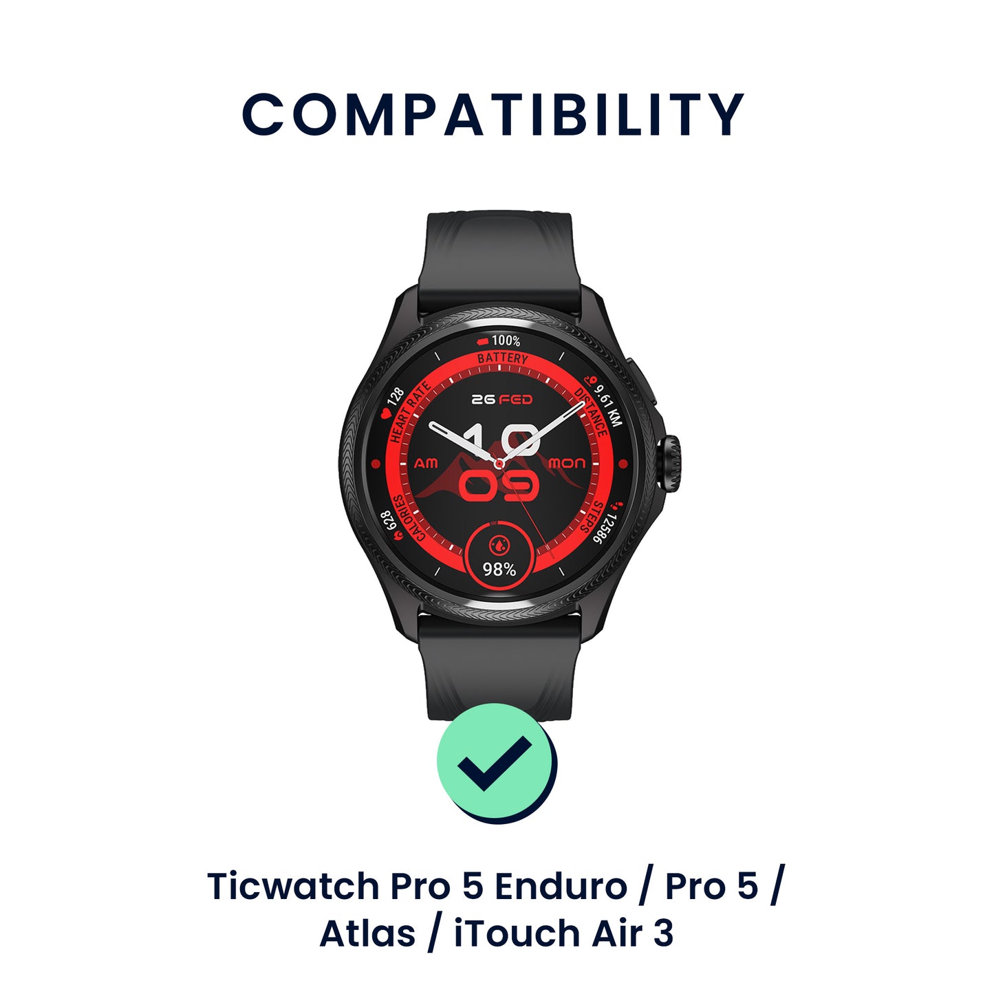 kwmobile Uhrenarmband für Ticwatch Pro 5 Enduro / Pro 5 / Atlas / iTouch Air 3 Armband Fitnesstracker Band Set Ersatzarmband Smartwatch