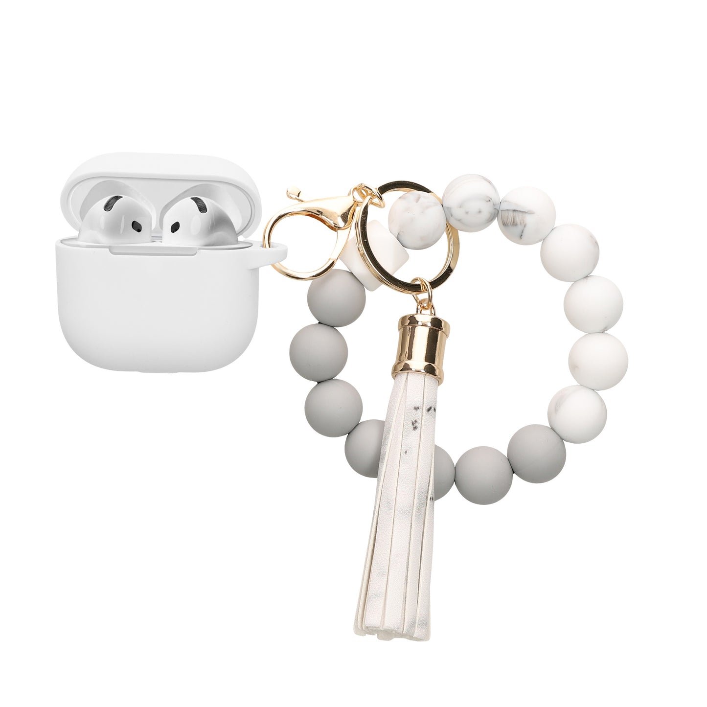 kwmobile Hülle für Apple Airpods 4 Case mit Schlaufe Schutzhülle mit Schlüsselanhänger Kopfhörer Cover