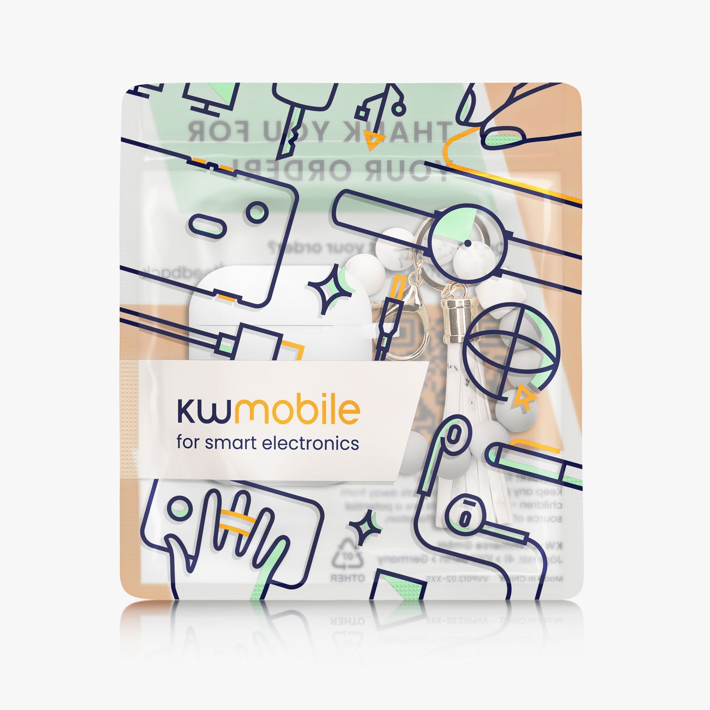 kwmobile Hülle für Apple Airpods 1 & 2 Case mit Schlaufe - Schutzhülle mit Schlüsselanhänger - Kopfhörer Cover