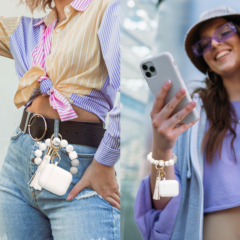 kwmobile Hülle für Apple Airpods 1 & 2 Case mit Schlaufe - Schutzhülle mit Schlüsselanhänger - Kopfhörer Cover