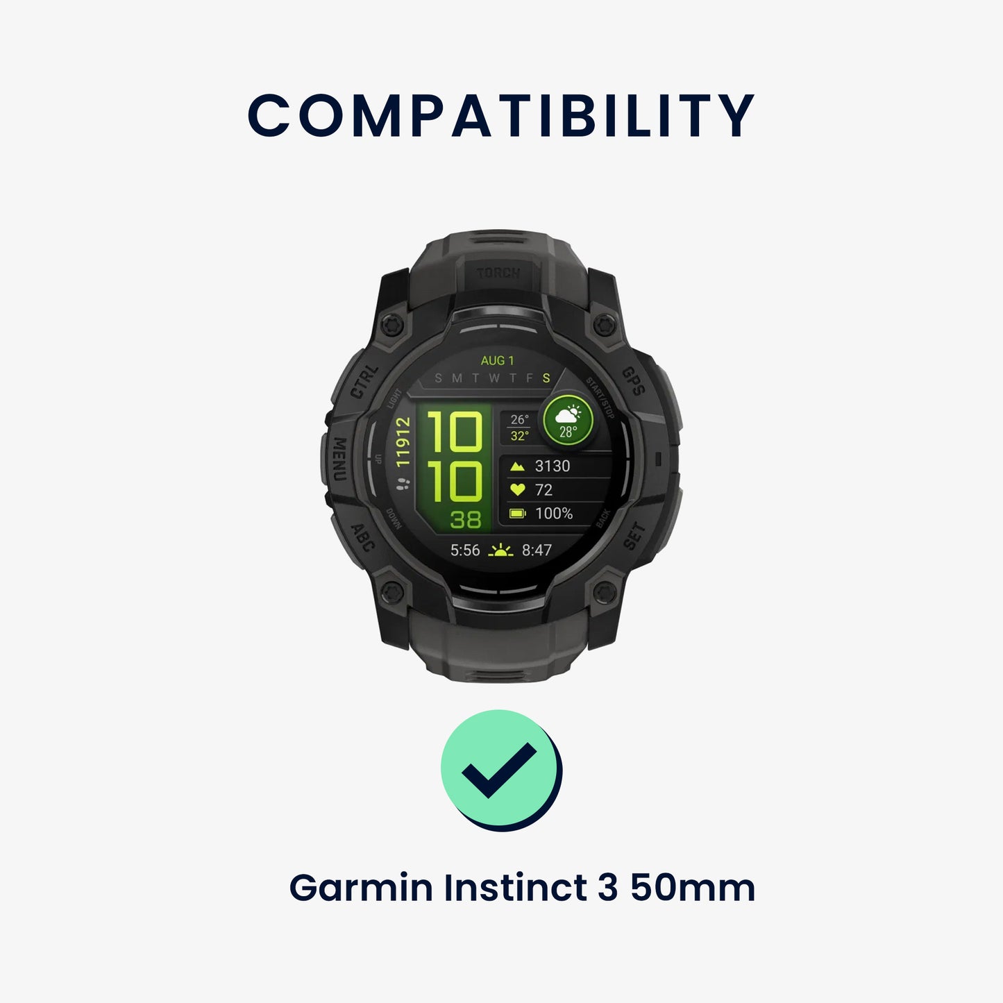 kwmobile Silikon Uhrenarmband für Garmin Instinct 3 50mm Armband Ersatzarmband für Fitnesstracker Wechselarmband Smartwatch