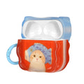 kwmobile In-Ear Kopfhörer Case für Apple Airpods 4 Hülle mit Karabiner - Headphones Case - Earphones Cover Etui - Katze mit Fischhut Rot  [dsg03]