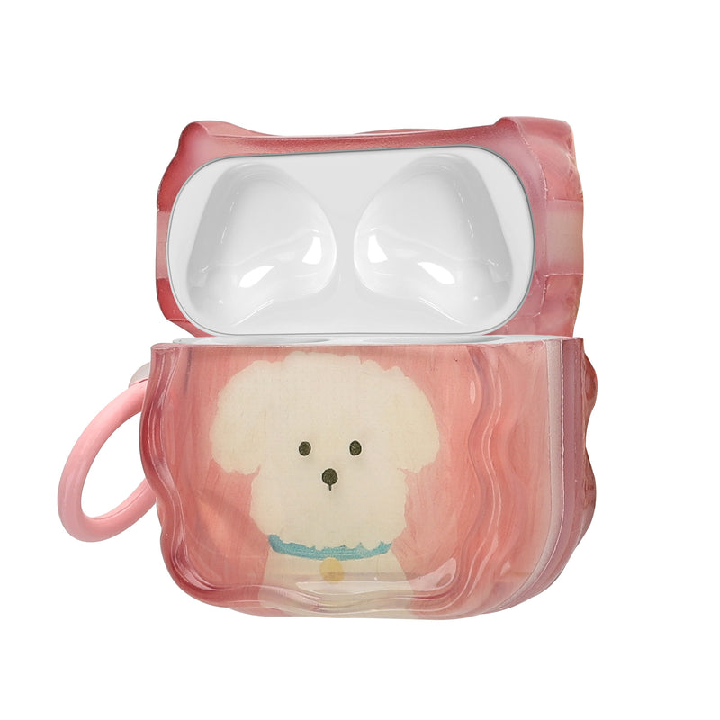 kwmobile In-Ear Kopfhörer Case für Apple Airpods 4 Hülle mit Karabiner - Headphones Case - Earphones Cover Etui - Weißer Terrier Altrosa  [dsg06]