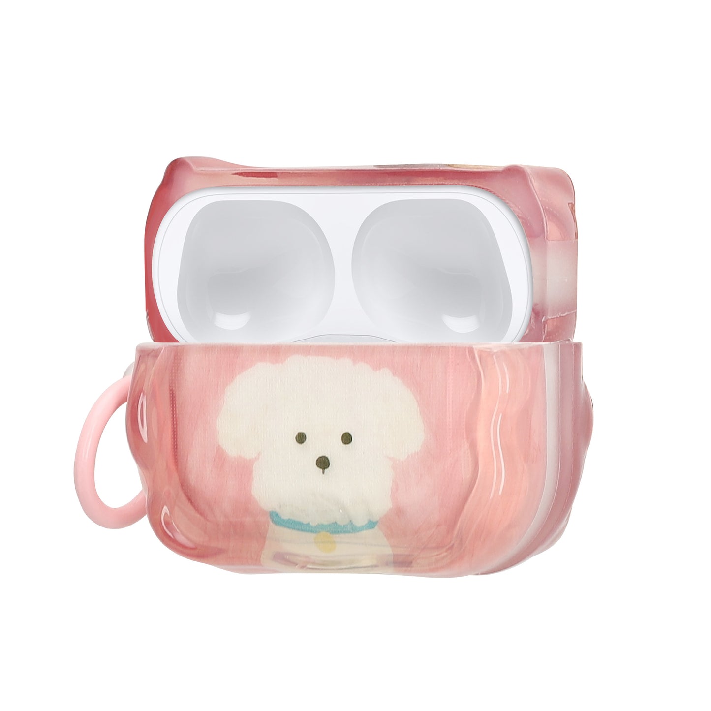 kwmobile In-Ear Kopfhörer Case für Apple Airpods Pro 2 / Pro 1 Hülle mit Karabiner - Headphones Case - Earphones Cover Etui - Weißer Terrier Altrosa  [dsg06]