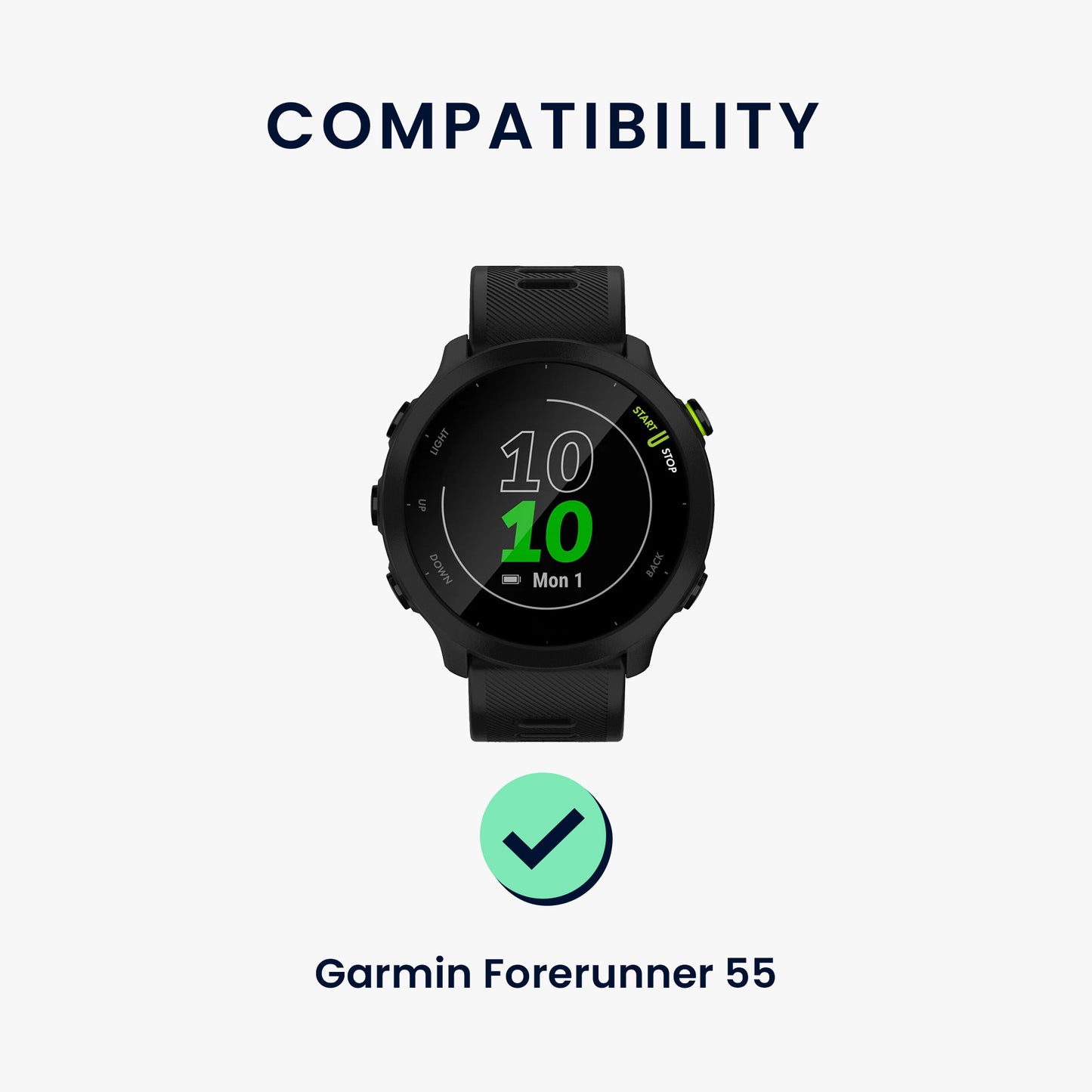 kwmobile Uhrenarmband für Garmin Forerunner 55 / Forerunner 165 / 245 / 645 / 570 42mm Armband Fitnesstracker Band Set Ersatzarmband Smartwatch