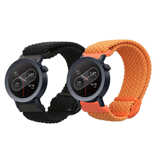 kwmobile 2x Uhrenarmband für CMF Watch Pro 2 / Watch Pro 1 Armband - Fitnesstracker Band Set aus Nylon - Ersatzarmband Smartwatch - Schwarz Orange Schwarz  [dsg01]