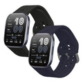 kwmobile 2x Uhrenarmband für Amazfit Bip 6 Armband - Fitnesstracker Band Set aus TPU Silikon - Ersatzarmband Smartwatch - Schwarz Dunkelblau Schwarz  [dsg01]