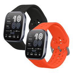 kwmobile 2x Uhrenarmband für Amazfit Bip 6 Armband - Fitnesstracker Band Set aus TPU Silikon - Ersatzarmband Smartwatch - Schwarz Orange Schwarz  [dsg02]