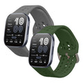 kwmobile 2x Uhrenarmband für Amazfit Bip 6 Armband - Fitnesstracker Band Set aus TPU Silikon - Ersatzarmband Smartwatch - Dunkelgrün Dunkelgrau Dunkelgrün  [dsg03]