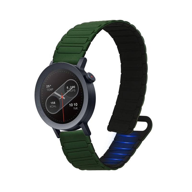 kwmobile Ersatzarmband kompatibel mit CMF Watch Pro 2 / Watch Pro 1 Armband - Fitnesstracker Silikon Band mit Magnetverschluss Dunkelgrün  [dsg03]