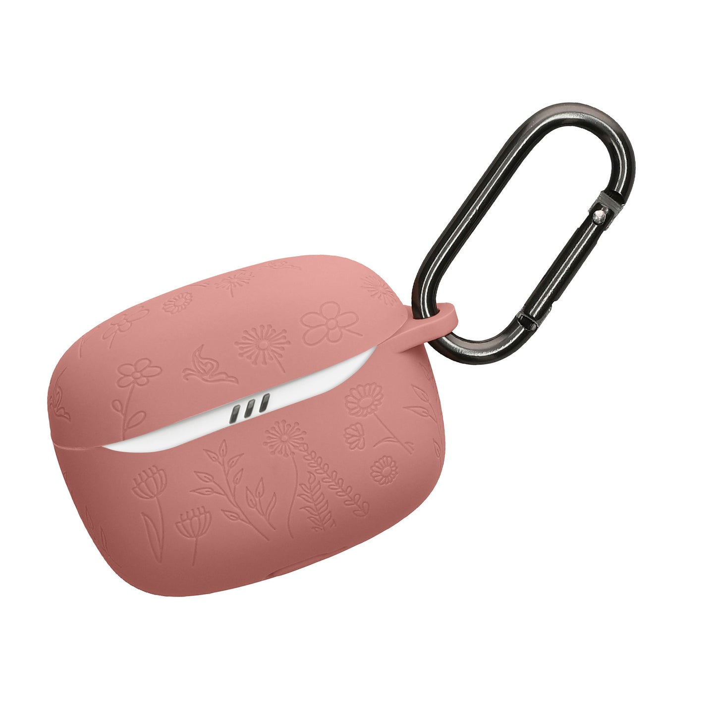 kwmobile Silikon Case für JBL Tune Beam 2 Hülle - Kopfhörer Schutzhülle mit Karabiner - Geprägtes Muster Dark Rose Dark Rose  [dsg01]