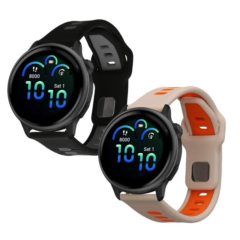 kwmobile 2x Uhrenarmband für Garmin vivoactive 6 / vivomove Trend / Forerunner 55 Armband - Fitnesstracker Band Set aus TPU Silikon - Ersatzarmband Smartwatch - Weiß Orange Schwarz Grau Weiß  [dsg02]