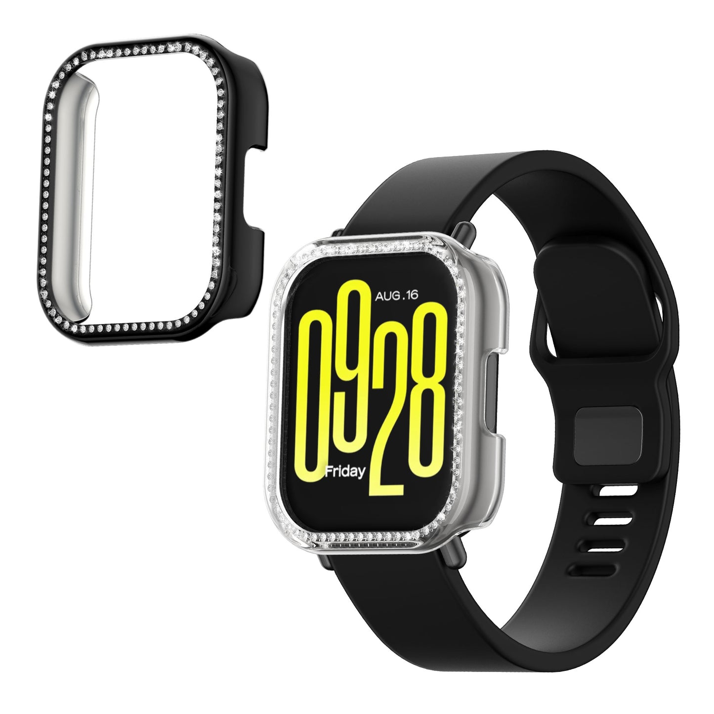 kwmobile Kunststoff Hülle kompatibel mit Xiaomi Redmi Watch 5 Active Schutzhülle Schutzrahmen Glitzer Schutz Zubehör