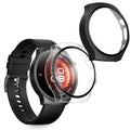 kwmobile 2x Cover kompatibel mit Huawei Watch 5 42mm Hülle - Fullbody Fitnesstracker Case Set aus Glas - Schwarz Transparent Schwarz  [dsg01]