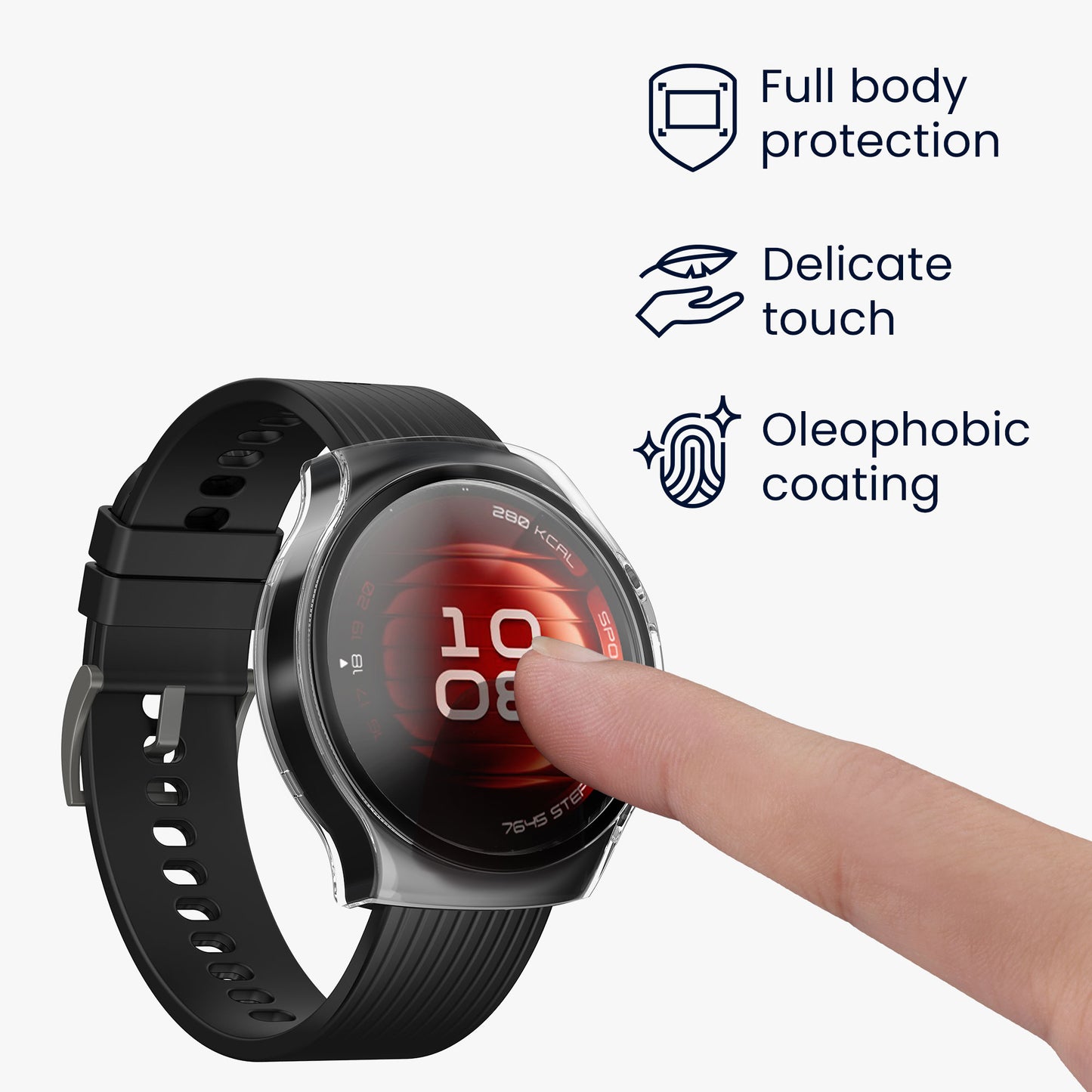 kwmobile Glas Hülle für Huawei Watch 5 42mm Schutzhülle Fullbody Fitnesstracker Case Set