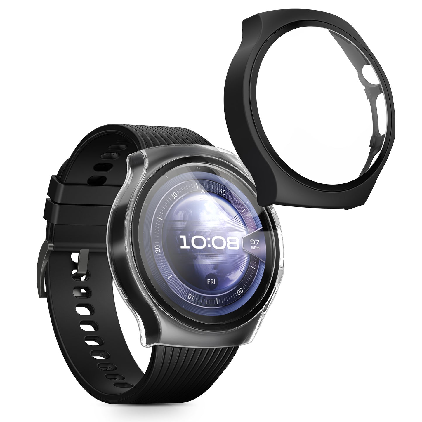 kwmobile Glas Hülle für Huawei Watch 5 46mm Schutzhülle Fullbody Fitnesstracker Case Set