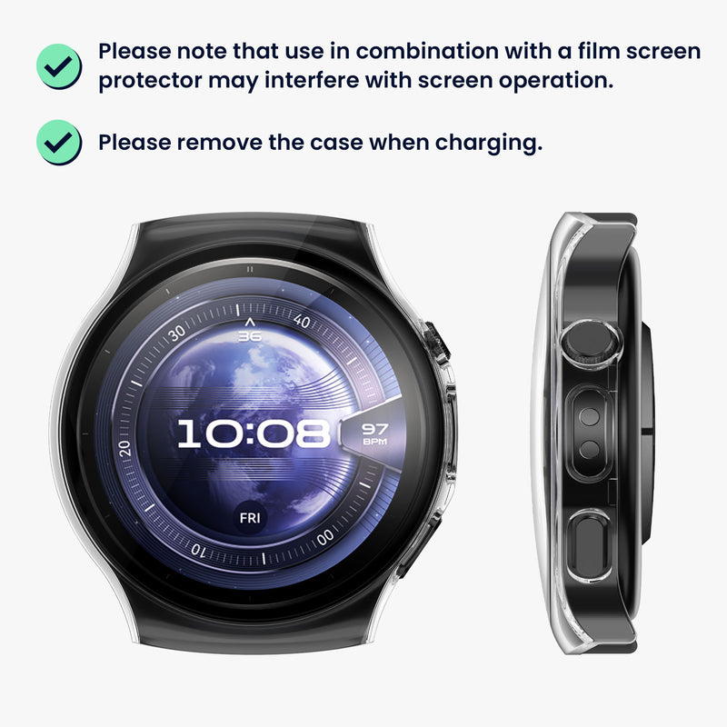 kwmobile Glas Hülle für Huawei Watch 5 46mm Schutzhülle Fullbody Fitnesstracker Case Set