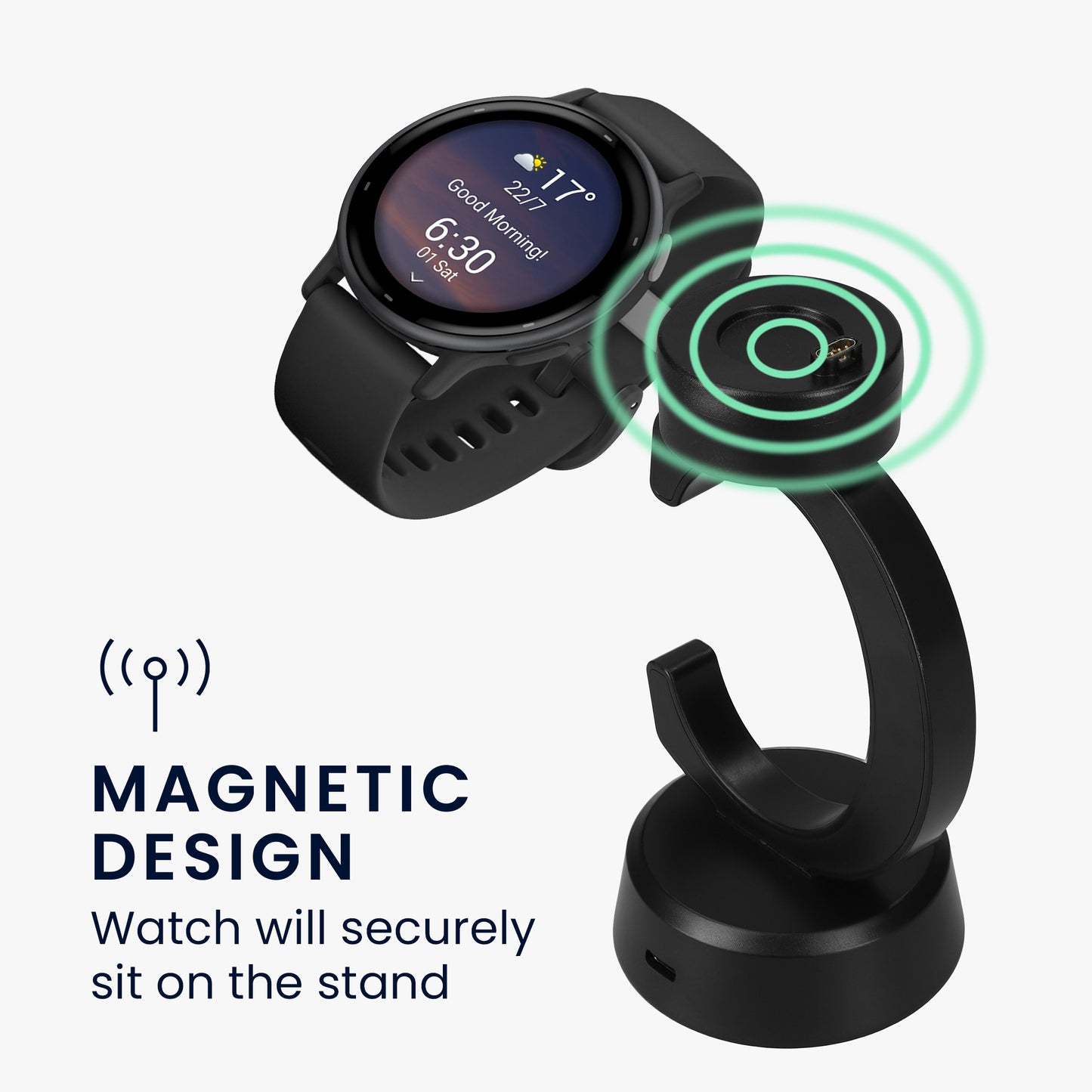 kwmobile USB Ladegerät kompatibel mit Garmin Vivoactive 6 / Vivoactive 5 / Forerunner 55 255 165 965 USB Kabel Charger Stand Smart Watch Ladestation Ladekabel mit Standfunktion