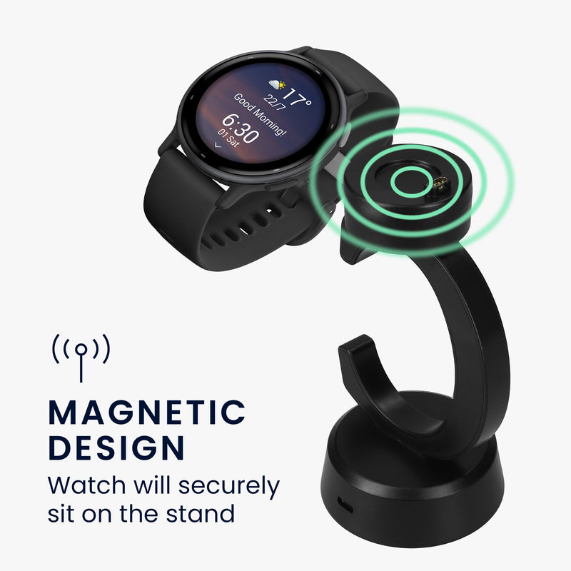 kwmobile USB Ladegerät kompatibel mit Garmin Vivoactive 6 / Vivoactive 5 / Forerunner 55 255 165 965 USB Kabel Charger Stand Smart Watch Ladestation Ladekabel mit Standfunktion