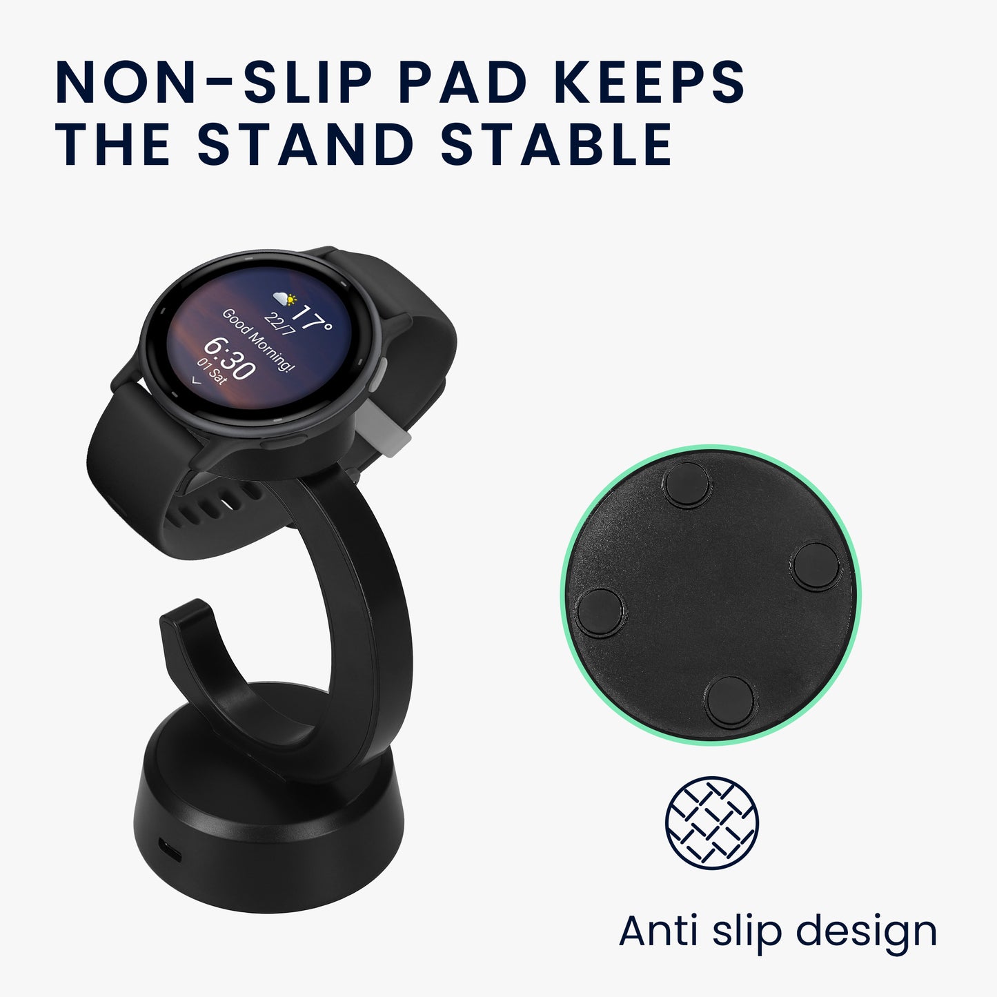 kwmobile USB Ladegerät kompatibel mit Garmin Vivoactive 6 / Vivoactive 5 / Forerunner 55 255 165 965 USB Kabel Charger Stand Smart Watch Ladestation Ladekabel mit Standfunktion