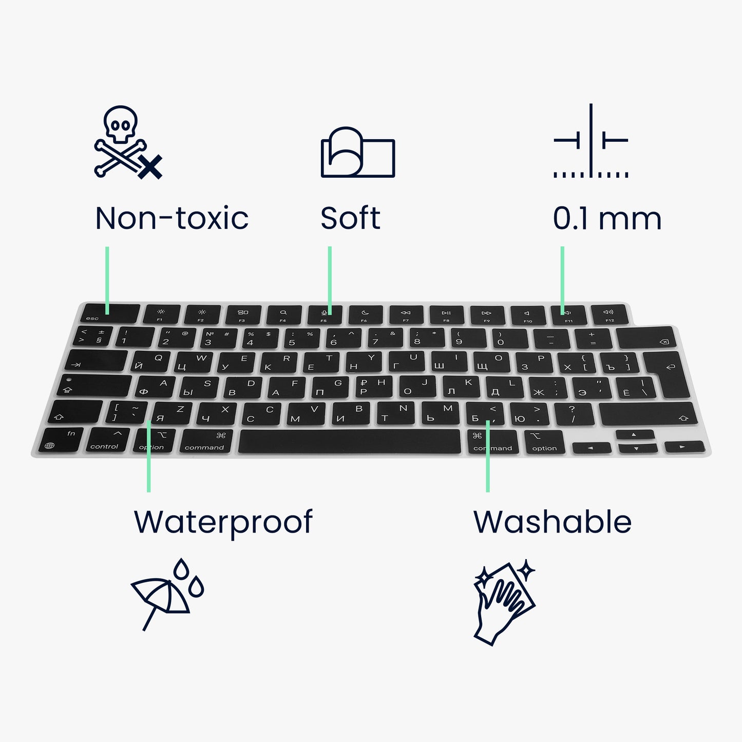 Tastaturschutz für Apple Macbook Pro 16.2 2024 M4 A3403 / A3186 Russisch