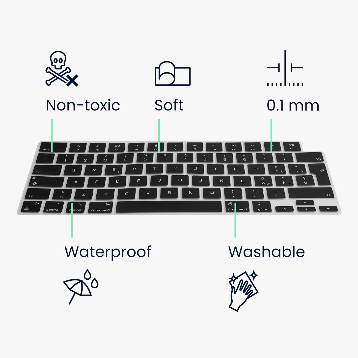 Silikon Tastaturschutz QWERTY (Spanien) kompatibel mit Apple Macbook Air 13 M4 2025 A3240