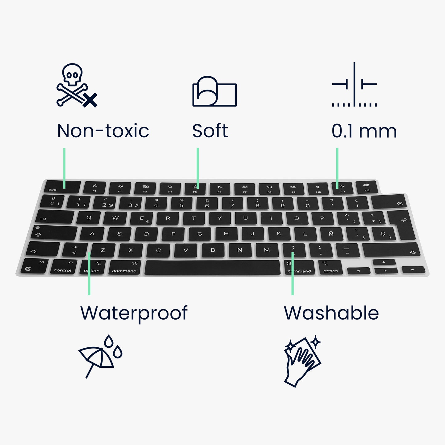 Silikon Tastaturschutz QWERTY (Spanien) kompatibel mit Apple Macbook Air 15 M4 2025 A3241