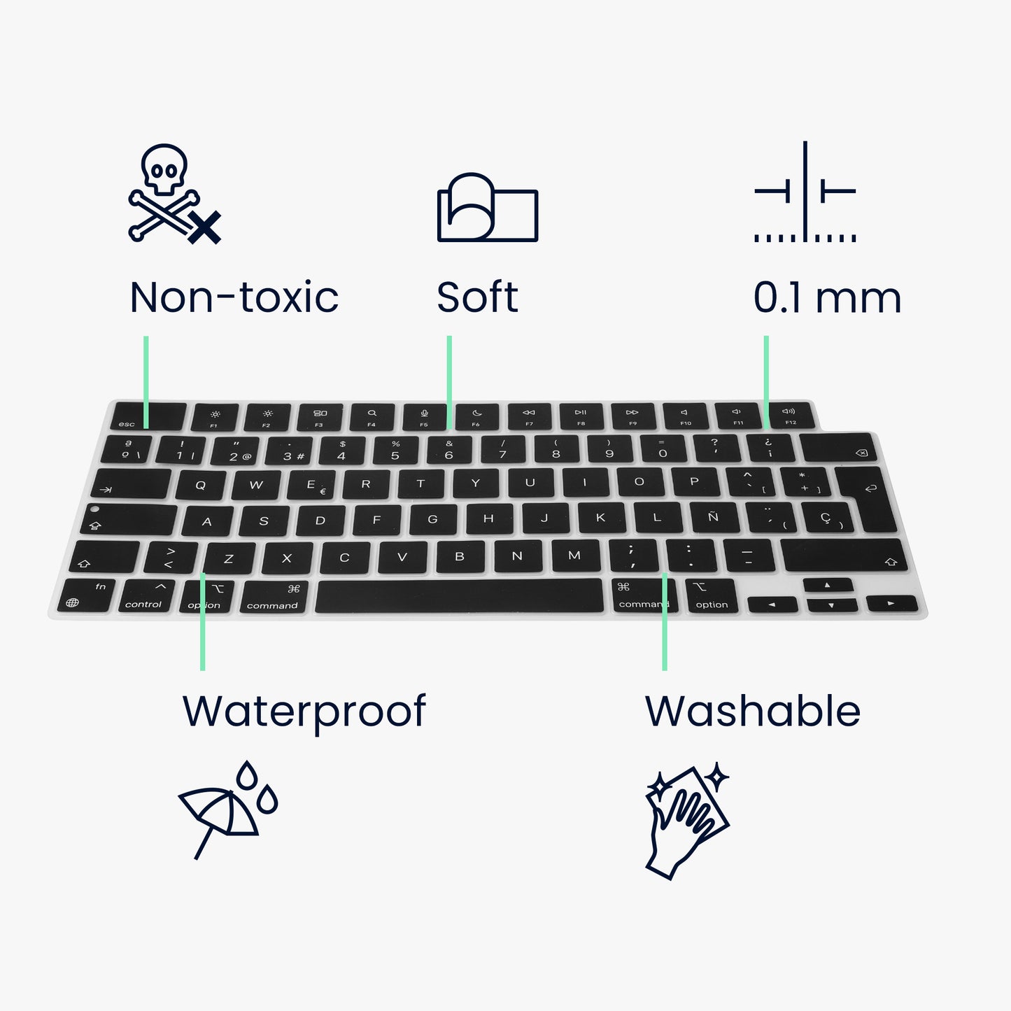 Silikon Tastaturschutz QWERTY (Spanien) kompatibel mit Apple Macbook Pro 16.2 2024 M4 A3403 / A3186