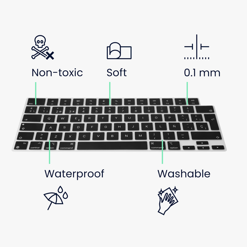 Silikon Tastaturschutz QWERTY (Spanien) kompatibel mit Apple Macbook Pro 16.2 2024 M4 A3403 / A3186