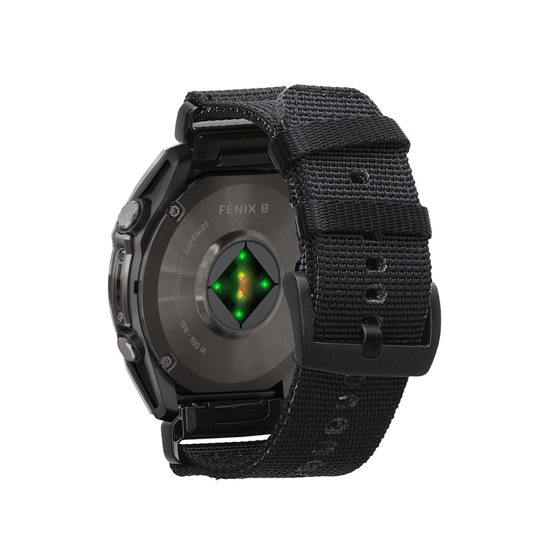 kwmobile Ersatzarmband kompatibel mit Garmin 22mm Fenix 8 47mm / Tactix 8 47mm / Instinct 45mm / Epix Armband - Nylonarmband mit Quick-Fit Verschluss - Schwarz Schwarz  [dsg01]