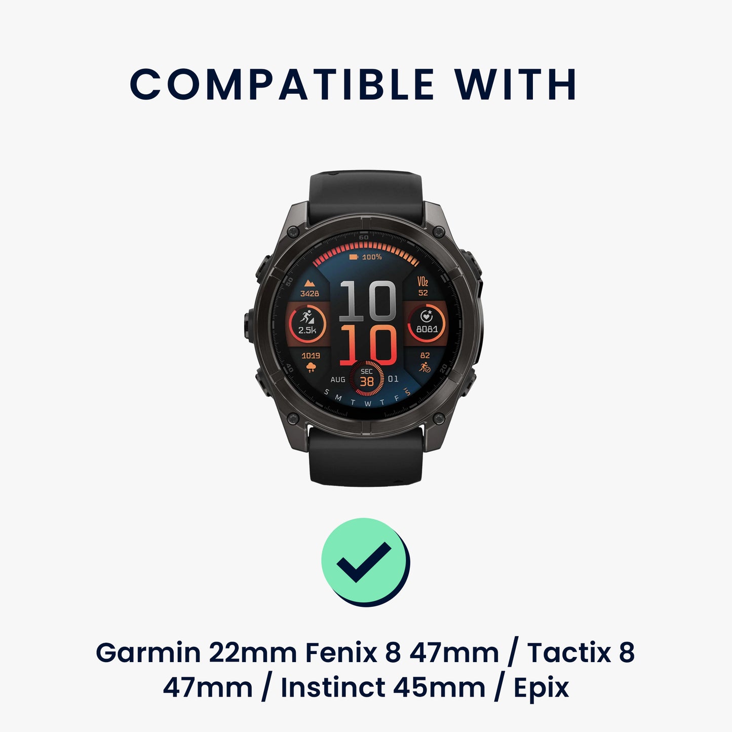 kwmobile Ersatzarmband kompatibel mit Garmin 22mm Fenix 8 47mm / Tactix 8 47mm / Instinct 45mm / Epix Armband