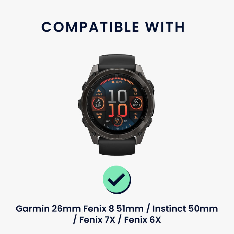kwmobile Ersatzarmband kompatibel mit Garmin 26mm Fenix 8 51mm / Instinct 50mm / Fenix 7X / Fenix 6X Armband