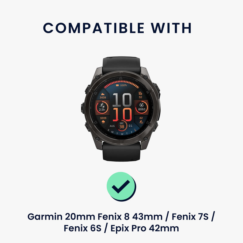 kwmobile Ersatzarmband kompatibel mit Garmin 20mm Fenix 8 43mm / Fenix 7S / Fenix 6S / Epix Pro 42mm Armband