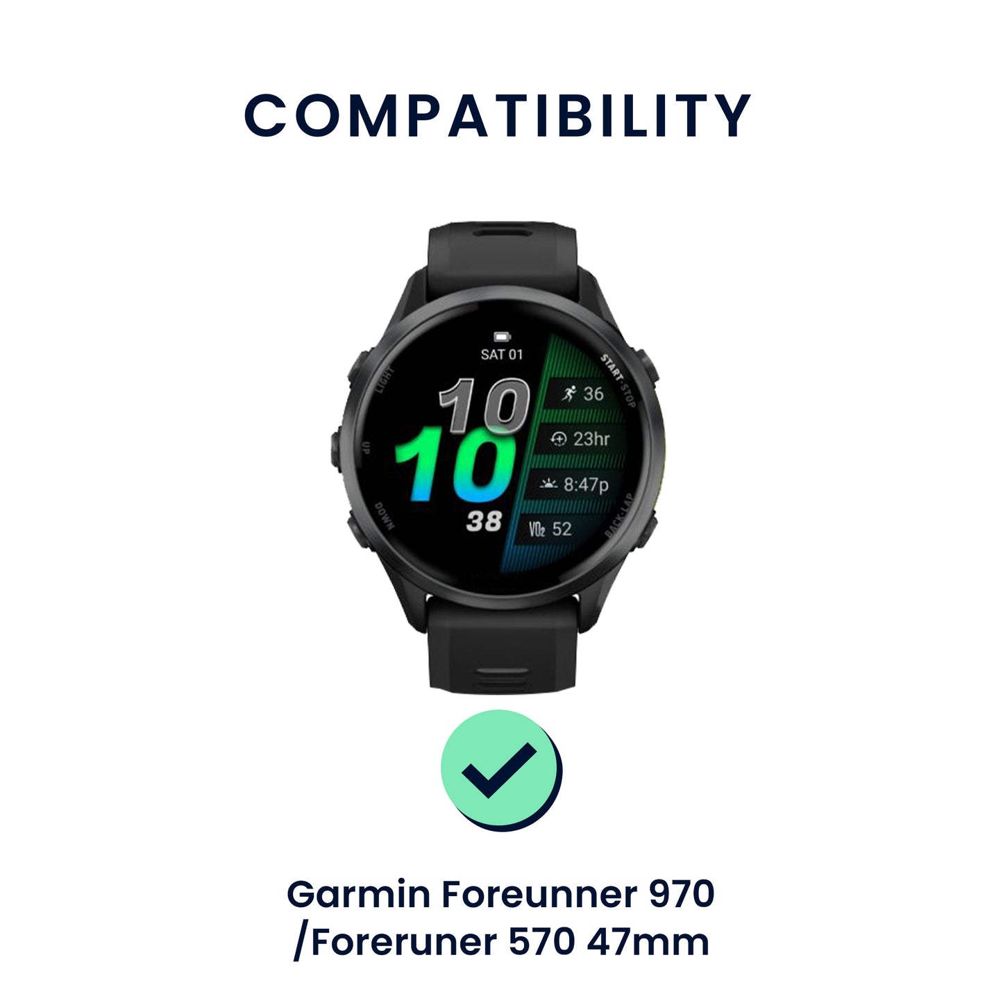 kwmobile Uhrenarmband für Garmin Forerunner 970 / Forerunner 570 47mm / Venu 3 Armband Fitnesstracker Band Set Ersatzarmband Smartwatch
