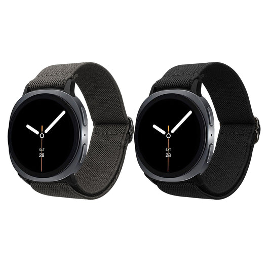 kwmobile 2x Uhrenarmband für Samsung Galaxy Watch 8 Galaxy / Galaxy Watch 8 Classic 46mm Armband - Fitnesstracker Band Set aus Nylon - Ersatzarmband Smartwatch - Schwarz Dunkelgrau Schwarz  [dsg02]