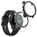 kwmobile 2x Cover kompatibel mit Garmin Forerunner 570 42mm Hülle - Fullbody Fitnesstracker Case Set aus Glas - Transparent Schwarz Transparent  [dsg01]
