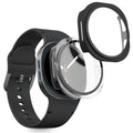 kwmobile 2x Cover kompatibel mit Samsung Galaxy Watch 8 (40mm) Hülle - Fullbody Fitnesstracker Case Set aus Glas - Transparent Schwarz Transparent  [dsg01]