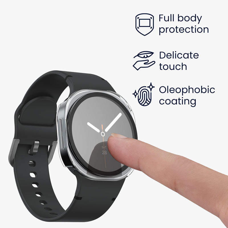 kwmobile Glas Hülle für Samsung Galaxy Watch 8 Schutzhülle Fullbody Fitnesstracker Case Set