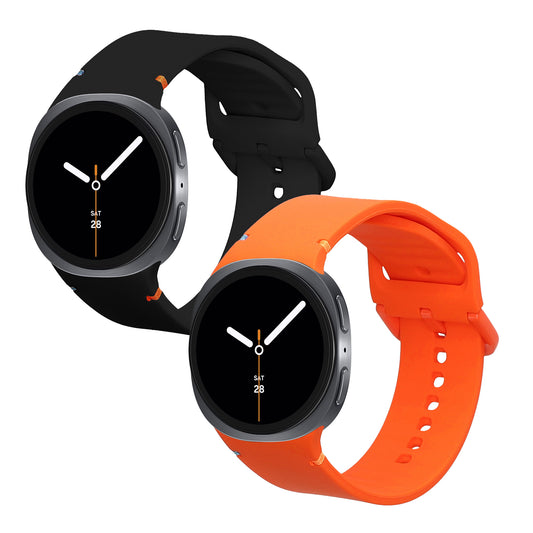 kwmobile 2x Uhrenarmband für Samsung Galaxy Watch 8 Galaxy / Galaxy Watch 8 Classic 46mm Armband - Fitnesstracker Band Set aus TPU Silikon - Ersatzarmband Smartwatch - Schwarz Orange Schwarz  [dsg02]