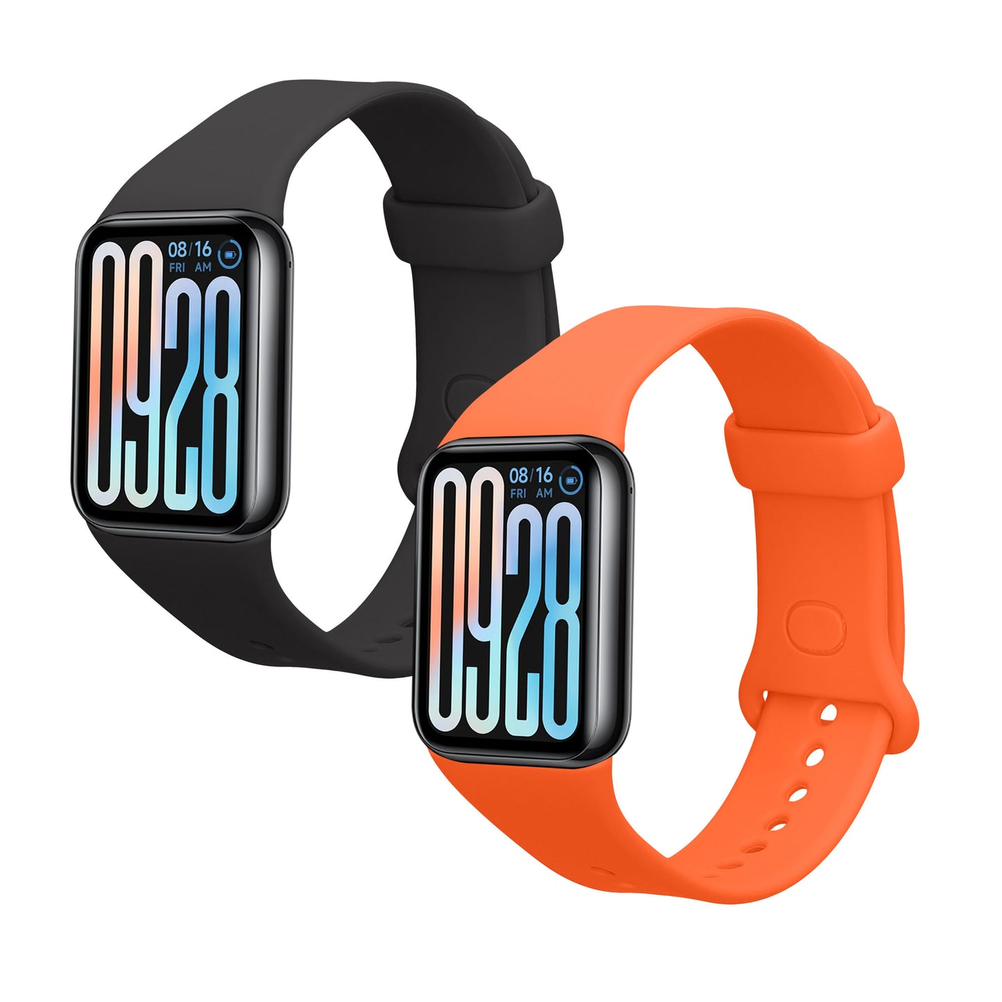 kwmobile 2x Uhrenarmband für Xiaomi Smart Band 8 Pro / Smart Band 9 Pro Armband - Fitnesstracker Band Set aus TPU Silikon - Ersatzarmband Smartwatch - Schwarz Orange Schwarz  [dsg02]