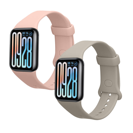 kwmobile 2x Uhrenarmband für Xiaomi Smart Band 8 Pro / Smart Band 9 Pro Armband - Fitnesstracker Band Set aus TPU Silikon - Ersatzarmband Smartwatch - Grau Altrosa Grau  [dsg03]