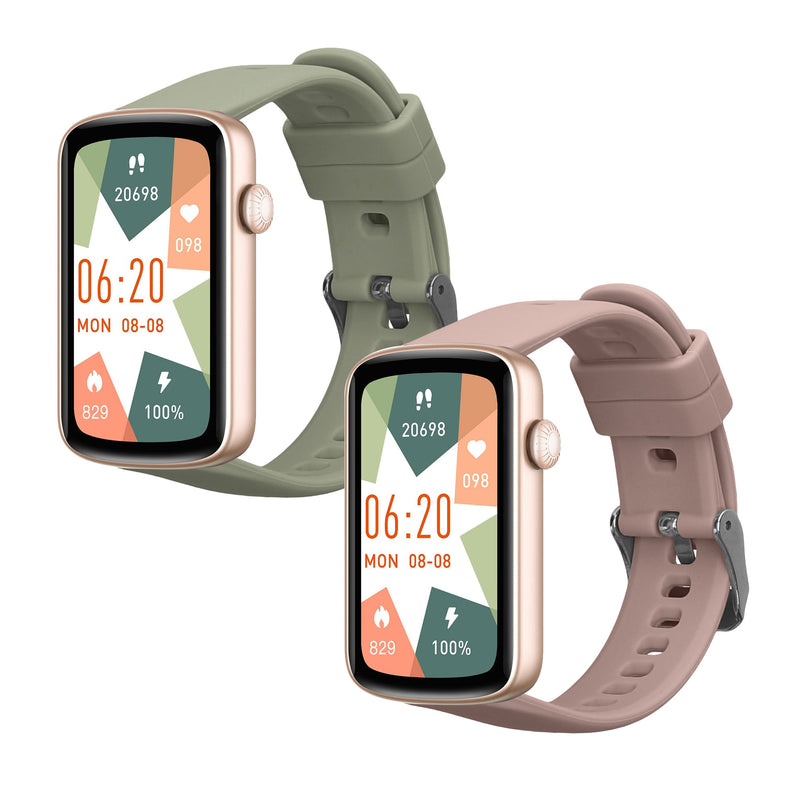 kwmobile 2x Uhrenarmband für SHANG WING L2 Armband - Fitnesstracker Band Set aus TPU Silikon - Ersatzarmband Smartwatch - Pastellgrün Altrosa Pastellgrün  [dsg04]