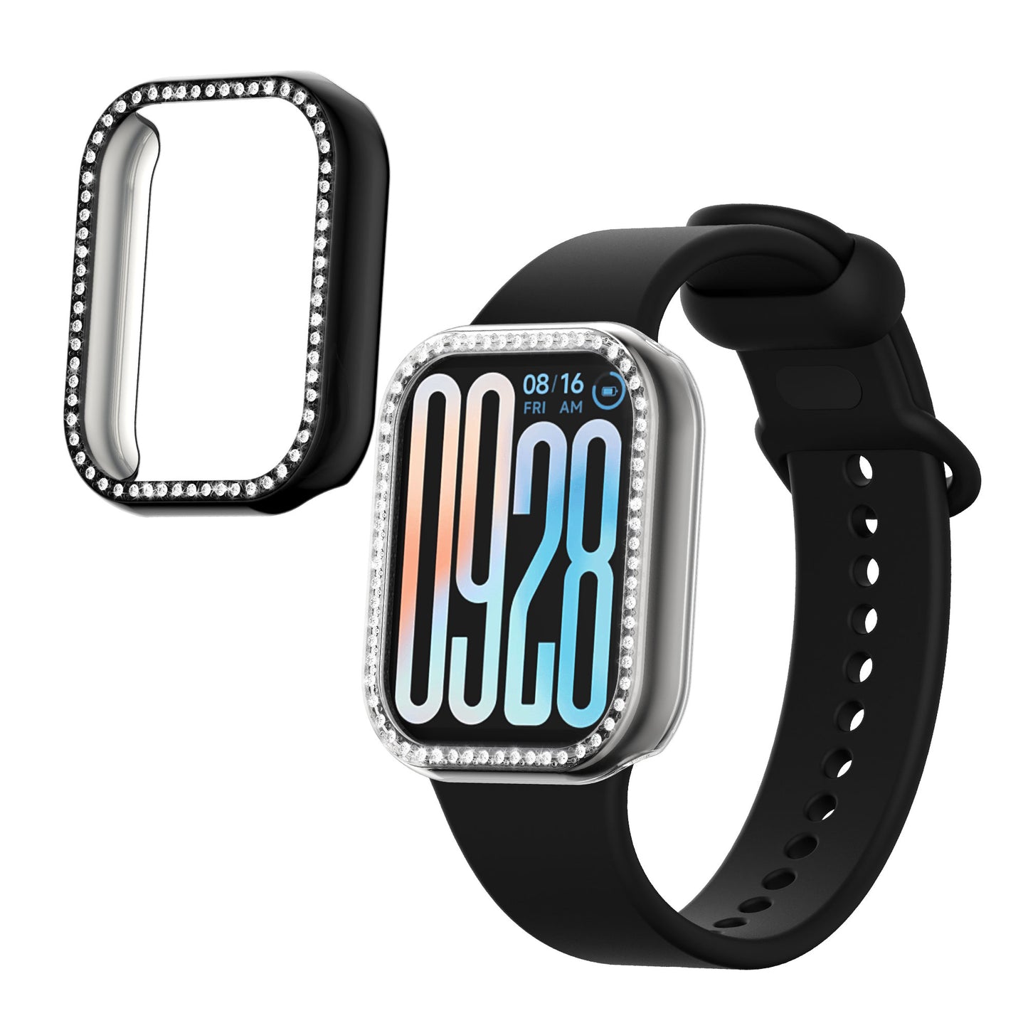 kwmobile Hülle kompatibel mit Xiaomi Smart Band 9 Pro Schutzhülle Schutzrahmen Glitzer Schutz Zubehör