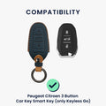kwmobile Autoschlüssel Hülle kompatibel mit Peugeot Citroen 3-Tasten Smartkey Autoschlüssel (nur Keyless Go) - Schlüsselhülle in Hellbraun